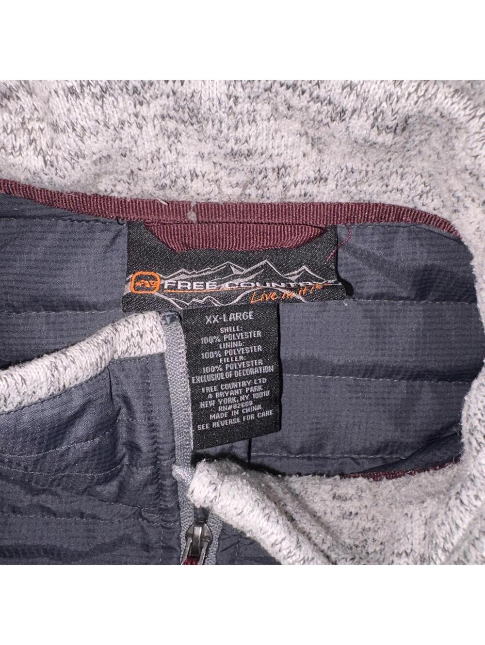 Free Country Frore Sweater Knit Fleece Men’s 2XL Gray and Black Zip-Up Jacket - Picture 4 of 8